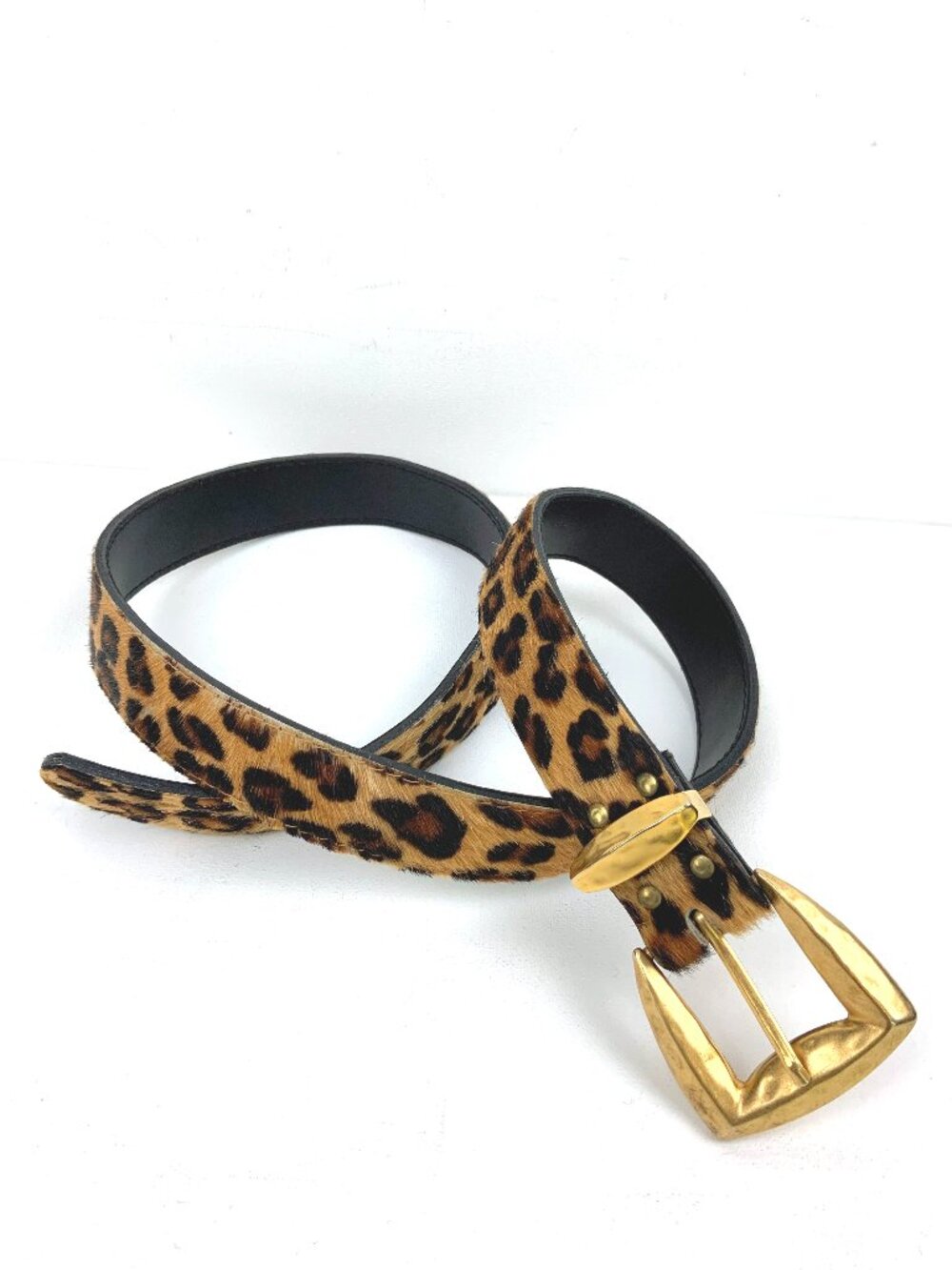 Vintage Elite Fresno California Leopard Print Calf Hair Belt Sz L